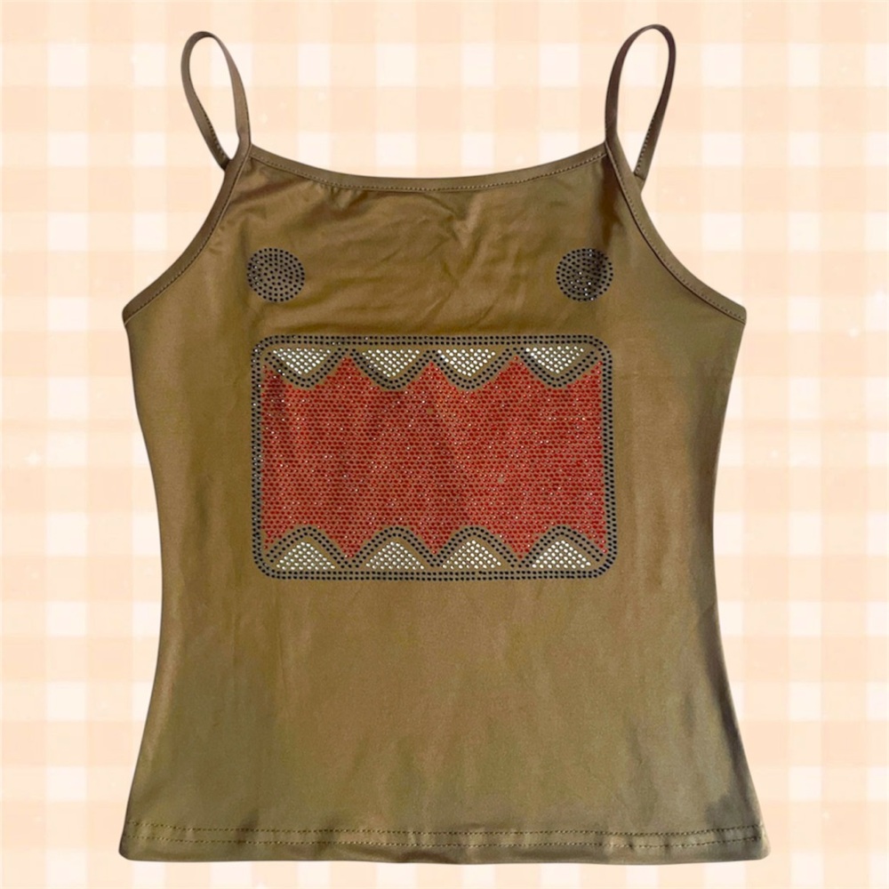 Brown Domo rhinestone Tank Top